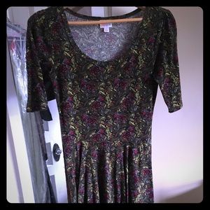 Lularoe green floral Nicole dress
